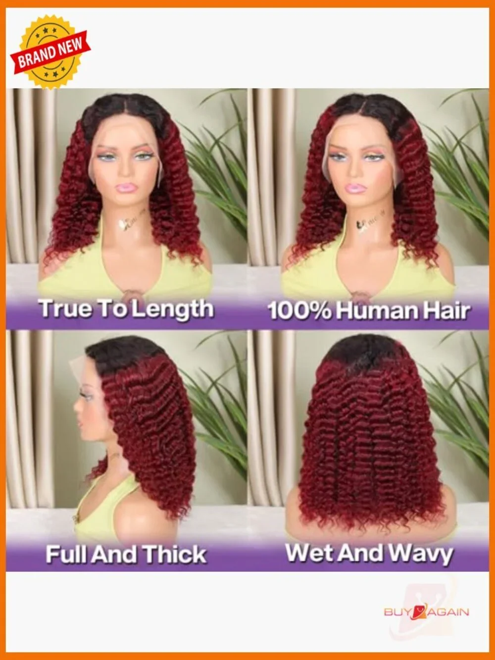 Deep Wave BOB Lace Front Wig Human Hair Glueless Wear Go 14in